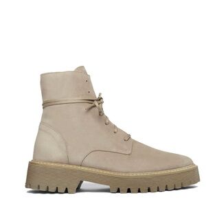 Freda Salvador Emi Stone Suede Lug Sole Combat Boots - Size 9.5